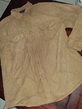 Men's Lightweight Tan Button-Up Dress Shirt by